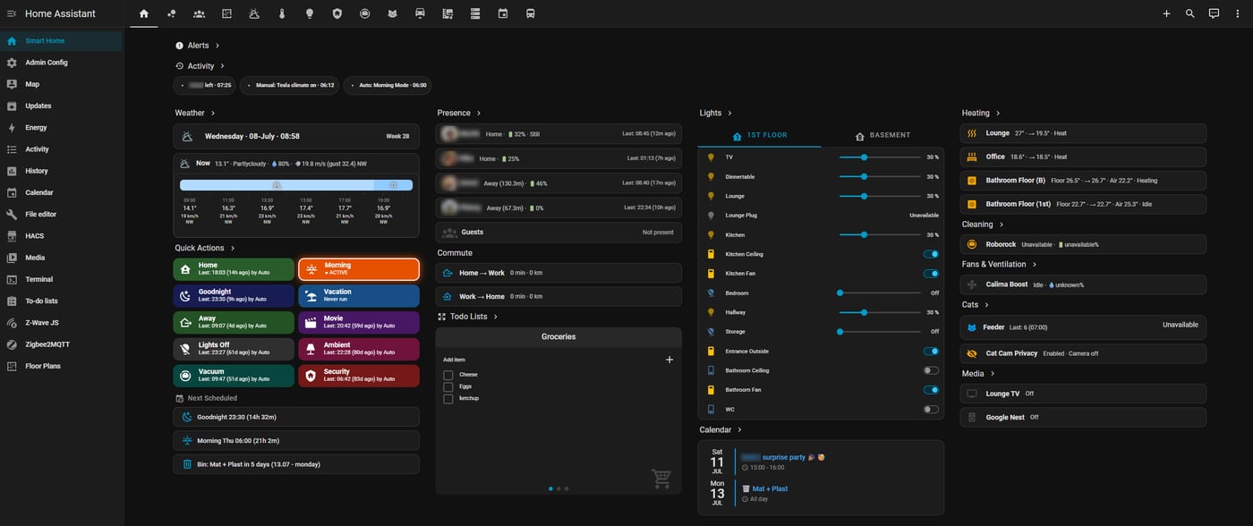 Smart home dashboard