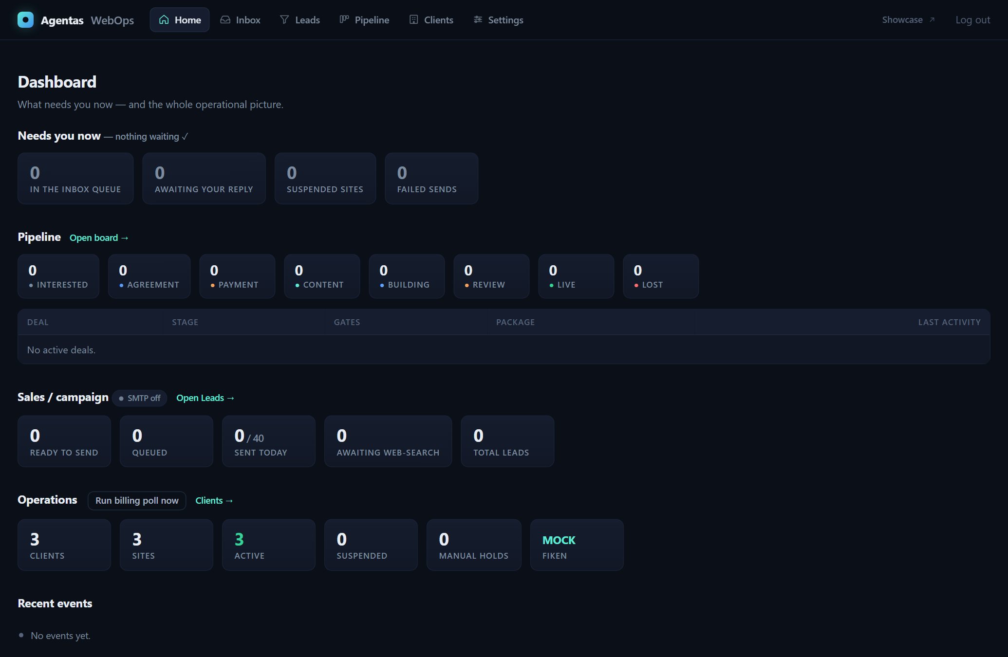 Agentas WebOps dashboard