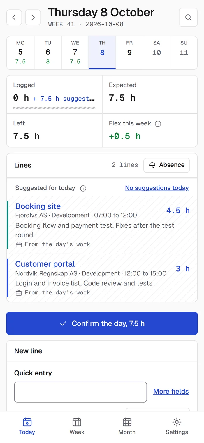 Agentas Timesheet on a phone