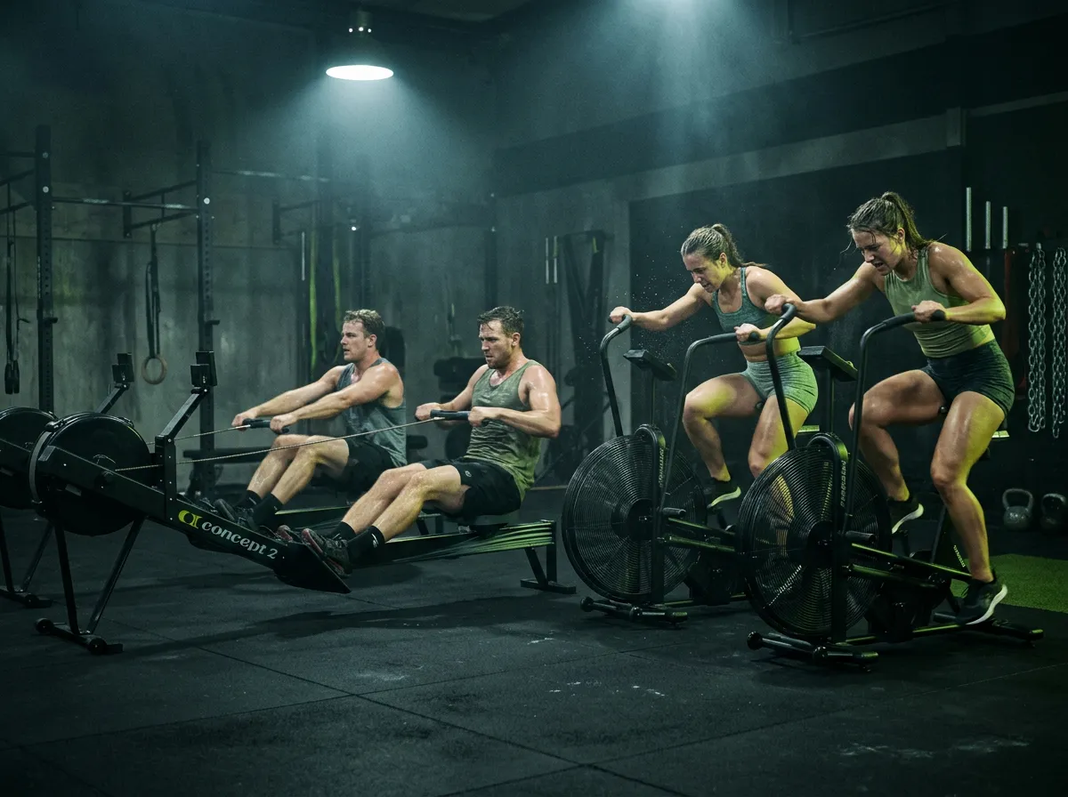 Rowers mid-sprint