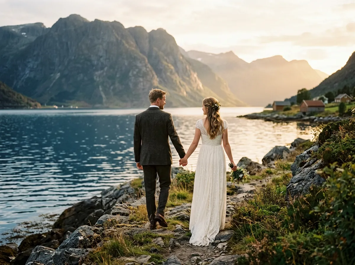 Golden hour by the fjord