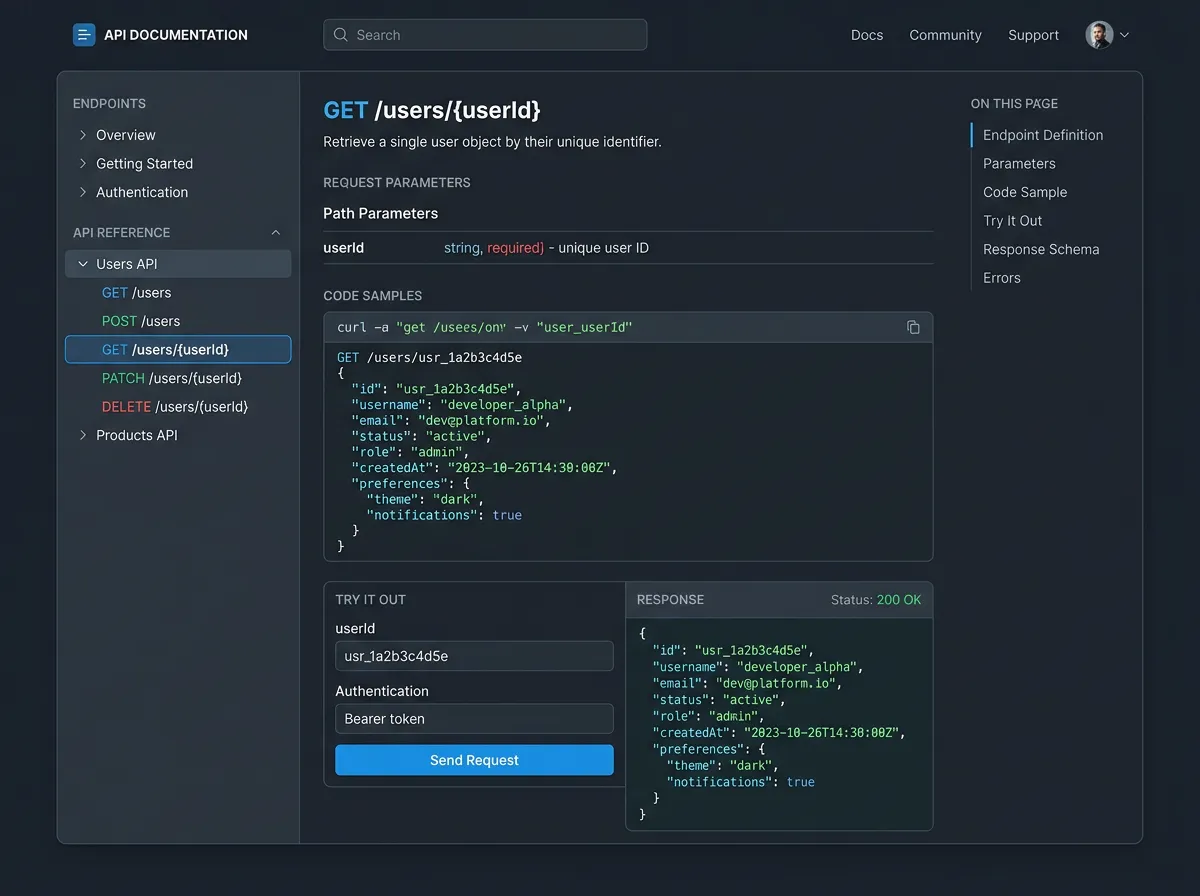Screenshot: API docs portal